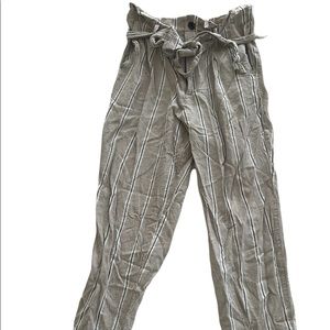 #h&m // striped // linen pants // cinched waist with adjustable tie